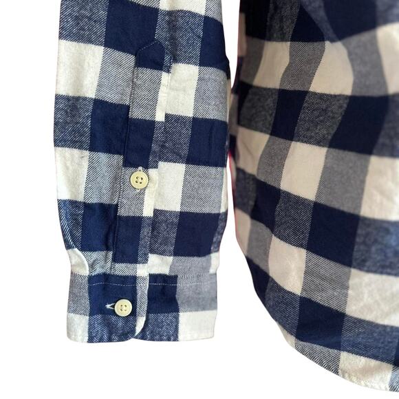Mens Shirt Size Large Blue White Plaid Flannel Button Down Checkered Coastal - Picture 5 of 8